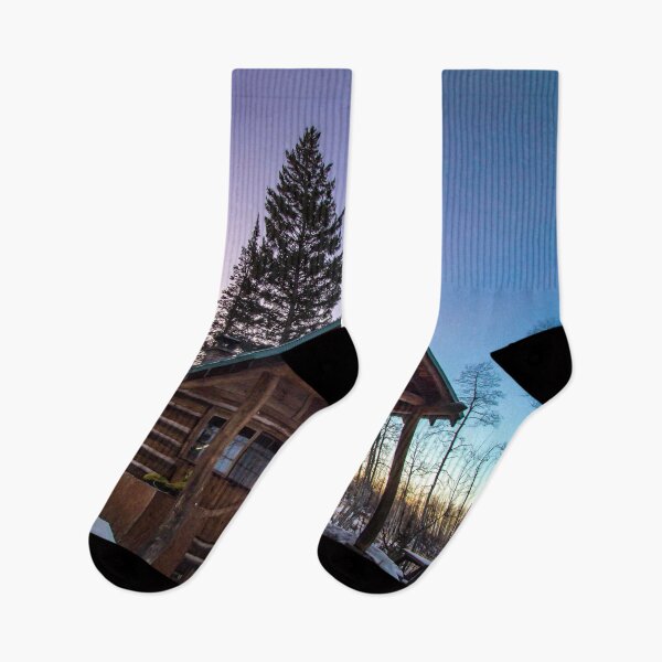 Item preview, Lumberjack Sunset // Beautiful Gritty Cabin in the Woods Purple Blue Sunset designed and sold by catbyrdcolorado.