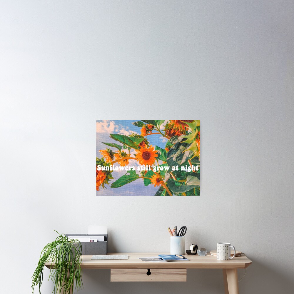 "Sunflowers still grow at night" Poster for Sale by spacecatxx Redbubble