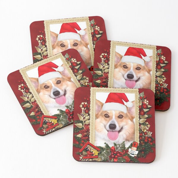 Item preview, Smiling Corgi with Santa Hat and Red Frame designed and sold by RockCreek.
