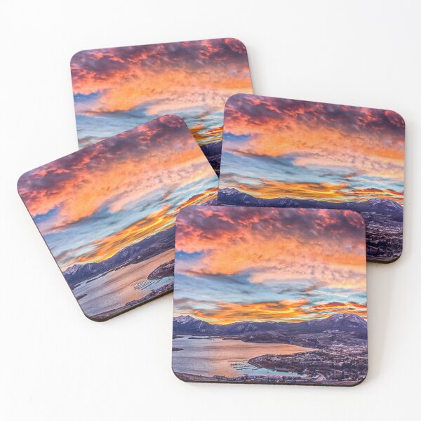 Item preview, Sunset Pano // Beautiful Rocky Mountain Lake View Colorado Red Orange Sky designed and sold by catbyrdcolorado.