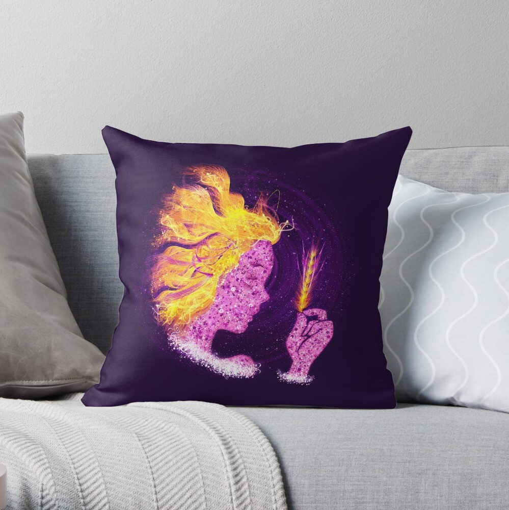 Virgo Zodiac Lightburst Throw Pillow