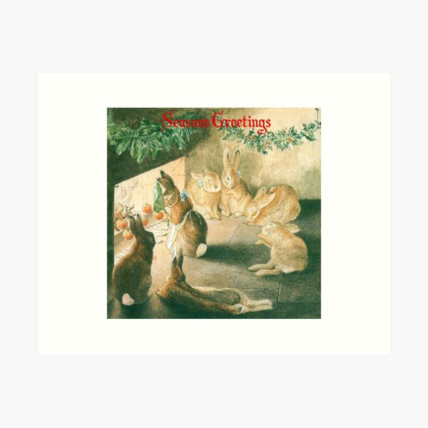 Item preview, Christmas Rabbit Family Roasting Apples - Beatrix Potter designed and sold by forgottenbeauty.