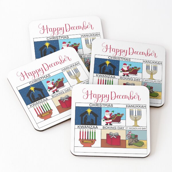 Item preview, Happy December Holiday Christmas, Hanukkah, Kwanzaa, Boxing Day, St Nicholas Day Design designed and sold by Gsallicat.