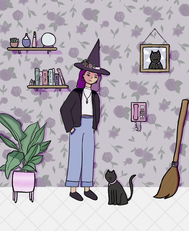 Witch Purple Digital Art Plant Urban Aesthetic Cat Room Halloween Ipad Case Skin By Sarsivan Redbubble