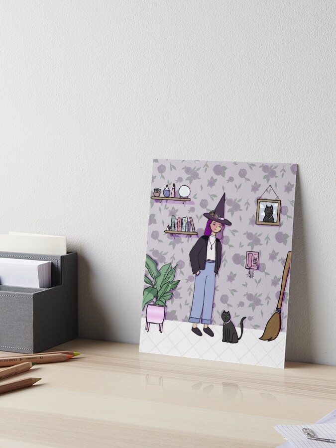 Witch Purple Digital Art Plant Urban Aesthetic Cat Room Halloween Art Board Print By Sarsivan Redbubble
