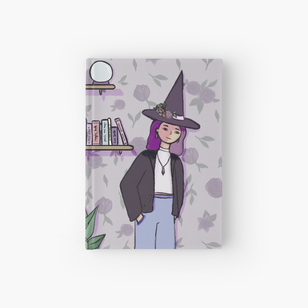 Witch Purple Digital Art Plant Urban Aesthetic Cat Room Halloween Hardcover Journal By Sarsivan Redbubble