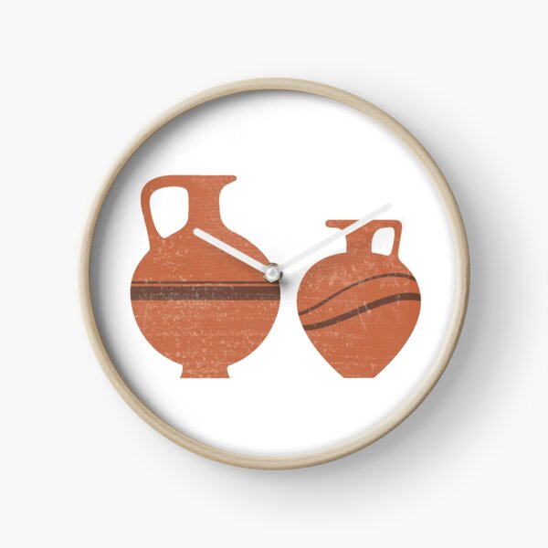 Minimal Abstract Greek Vase 20 - Oinochoe - Terracotta Series - Modern, Contemporary Print - Sienna Clock