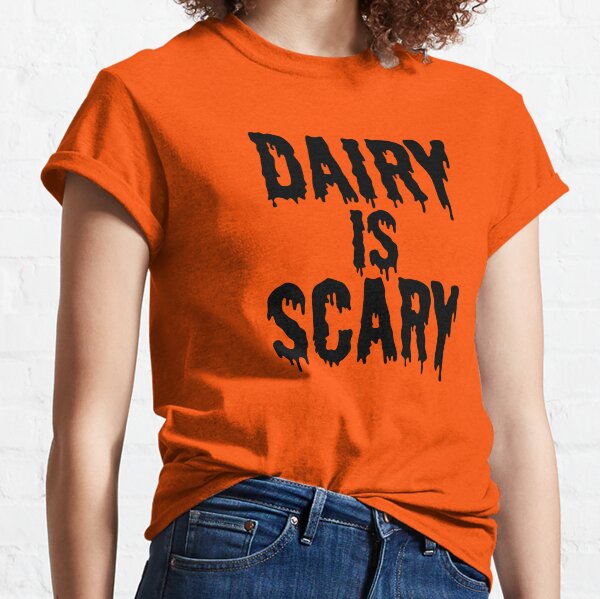 DAIRY IS SCARY - Vegan Halloween Costume - Black on Orange Classic T-Shirt