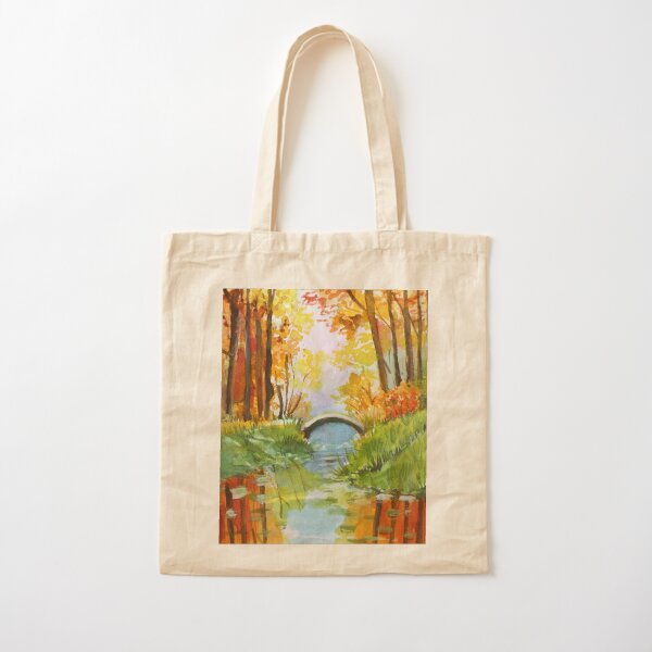 Beautiful Fall Bridge Reflections Cotton Tote Bag