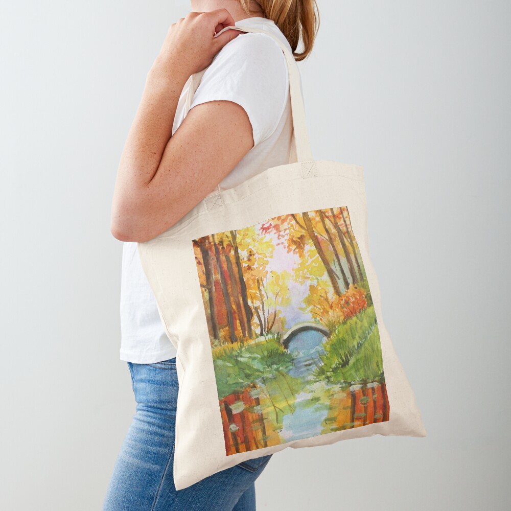 Beautiful Fall Bridge Reflections Tote Bag