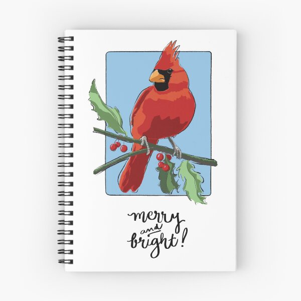 Item preview, Merry and Bright - cheerful holiday red cardinal bird designed and sold by ShinyPennyArt.