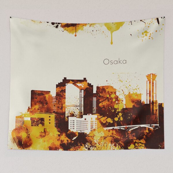 Item preview, Osaka Japan Red Yellow Skyline designed and sold by DimDom.