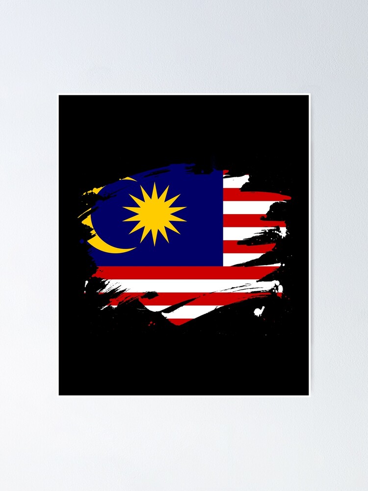 Malaysia Paint Splatter Flag Malaysian Pride Design Poster By Ockshirts Redbubble