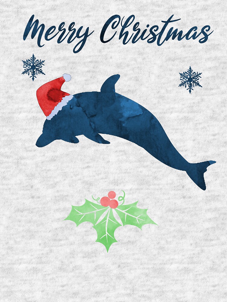 : Cute Dolphins Christmas Shirt Santa Sleigh Xmas