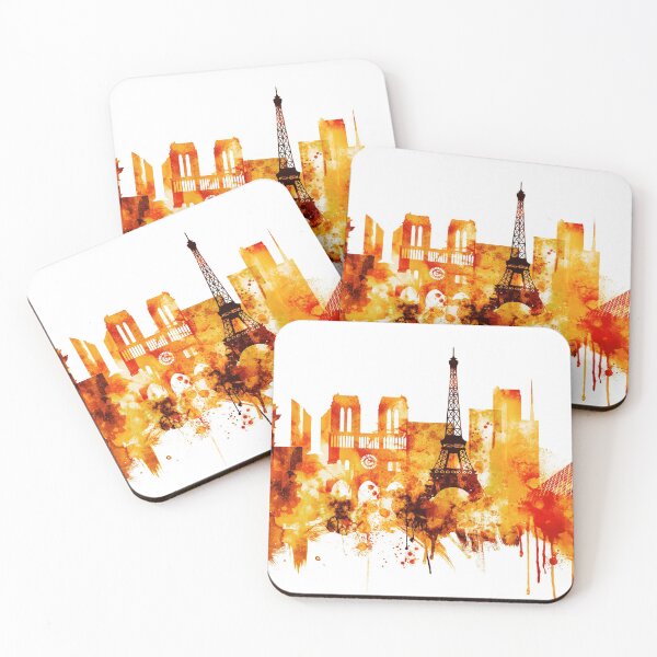 Item preview, Paris France Red Yellow Skyline designed and sold by DimDom.