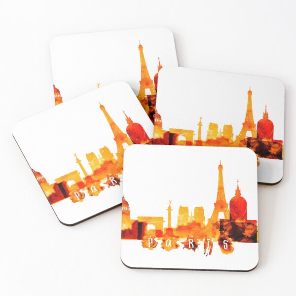 Item preview, Paris France Red Yellow Skyline designed and sold by DimDom.