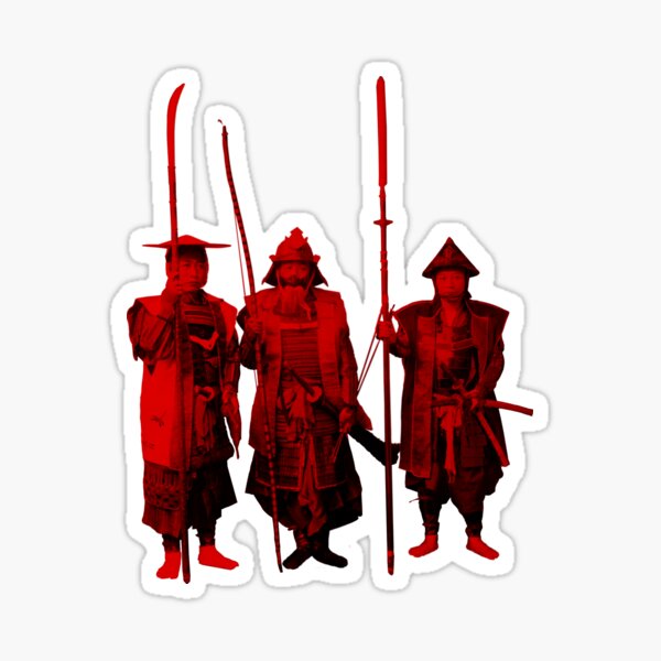 3 Red Samurai Sticker