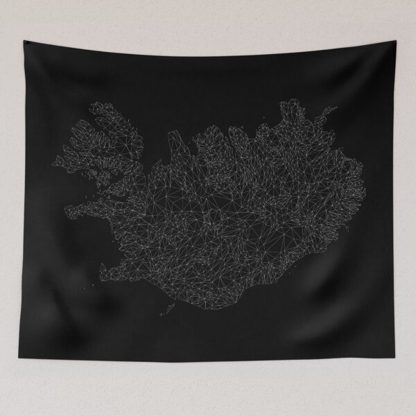 Item preview, Iceland Map Wanderlust Line Art White designed and sold by RebeccaCeleste.