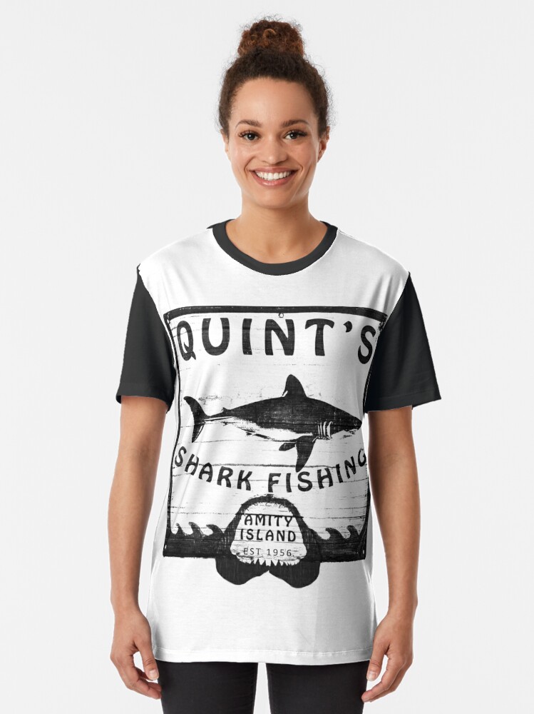 quint's shark fishing t shirt