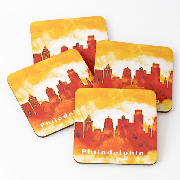Item preview, Philadelphia Pennsylvania Red Yellow Skyline designed and sold by DimDom.