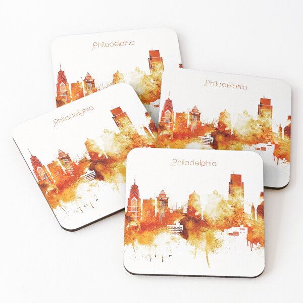Item preview, Philadelphia Pennsylvania Red Yellow Skyline designed and sold by DimDom.