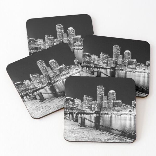 Item preview, Boston Cityscape at Night in Black and White designed and sold by PaulVelgos.