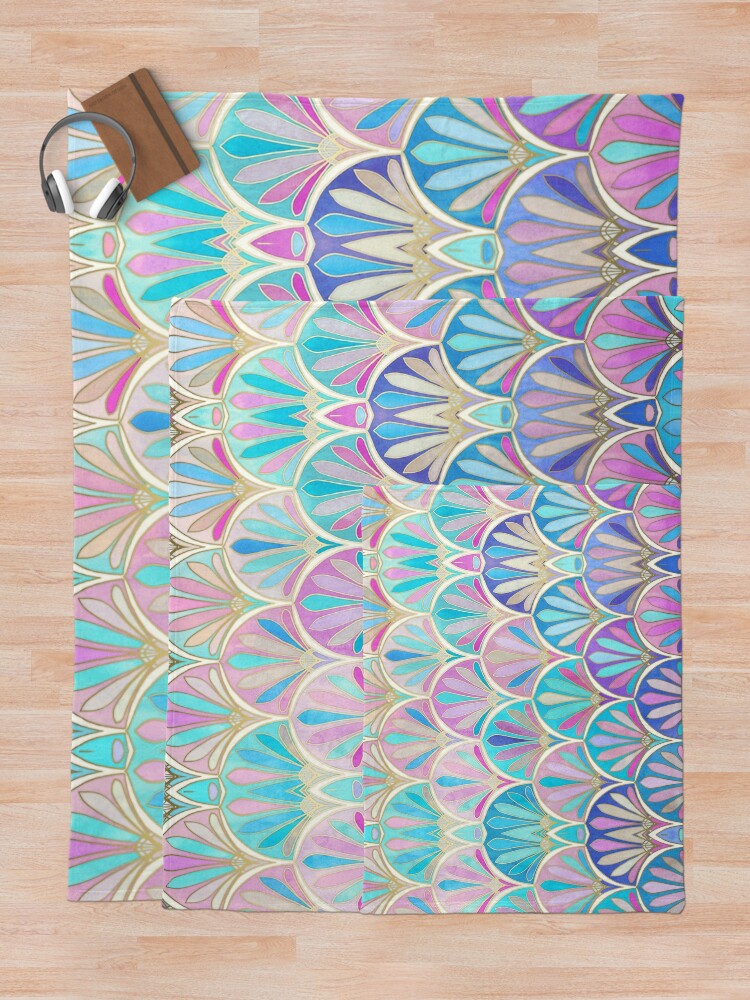Alternate view of Glamorous Twenties Art Deco Pastel Pattern Throw Blanket