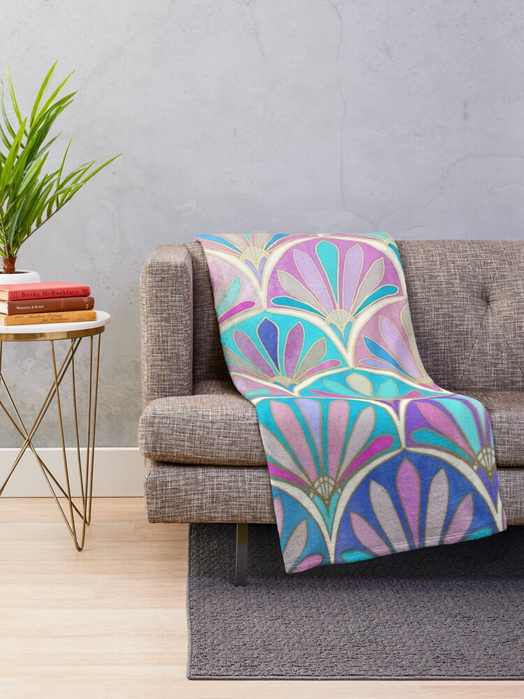 Alternate view of Glamorous Twenties Art Deco Pastel Pattern Throw Blanket