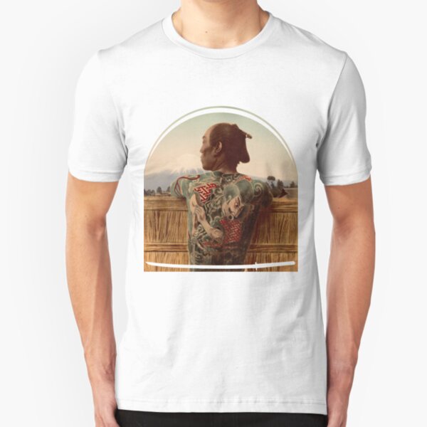 Tattooed Samurai with Mt Fuji Slim Fit T-Shirt