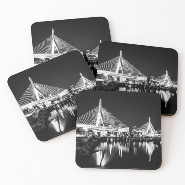 Item preview, Boston in Black and White with Zakim Bridge at Night designed and sold by PaulVelgos.