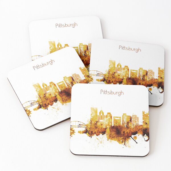 Item preview, Pittsburgh Pennsylvania Red Yellow Skyline designed and sold by DimDom.