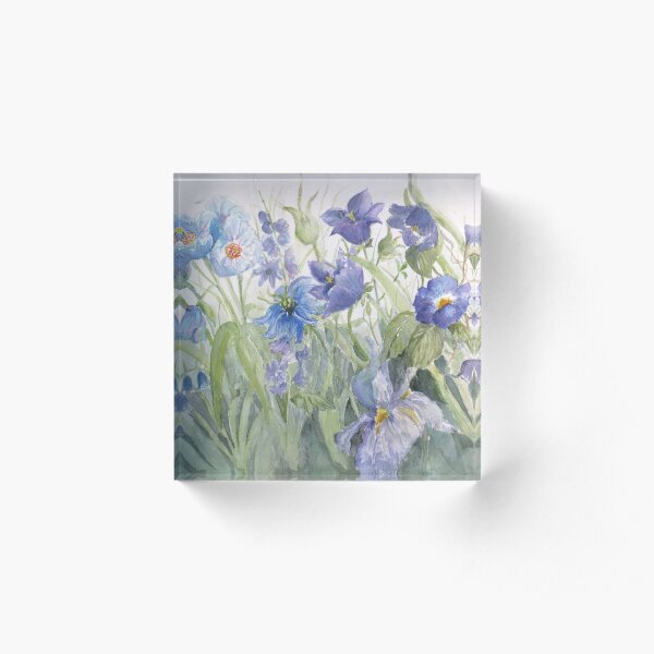 My Pretty Blue Garden Flowers Acrylic Block