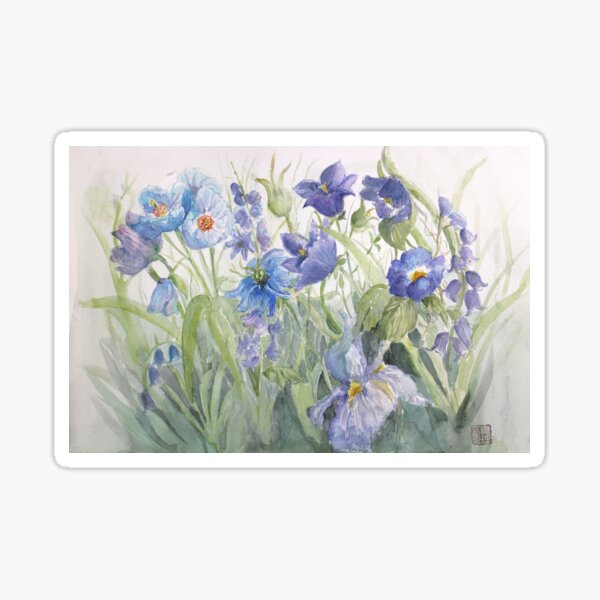 My Pretty Blue Garden Flowers Sticker