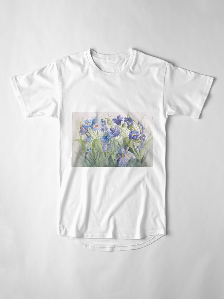 Alternate view of My Pretty Blue Garden Flowers Long T-Shirt