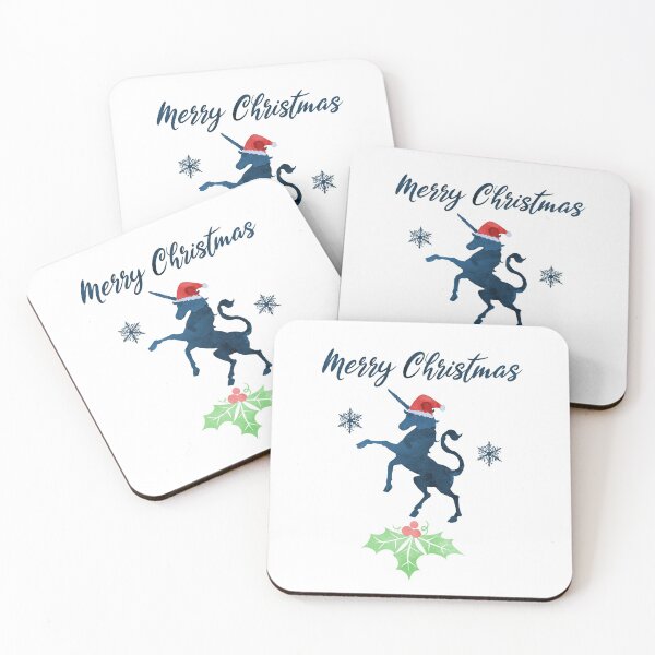Item preview, Navy Blue Christmas Unicorn Art designed and sold by TheJollyMarten.