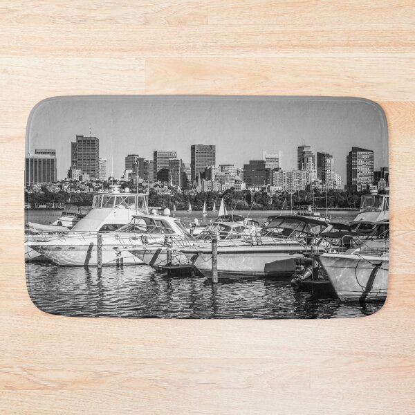 Item preview, Boston Skyline with Boats in Black and White designed and sold by PaulVelgos.