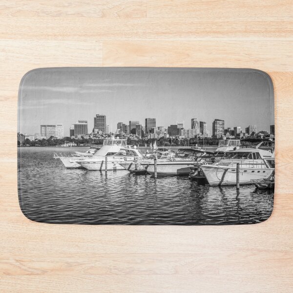 Item preview, Boston Skyline Boats in Black and White designed and sold by PaulVelgos.