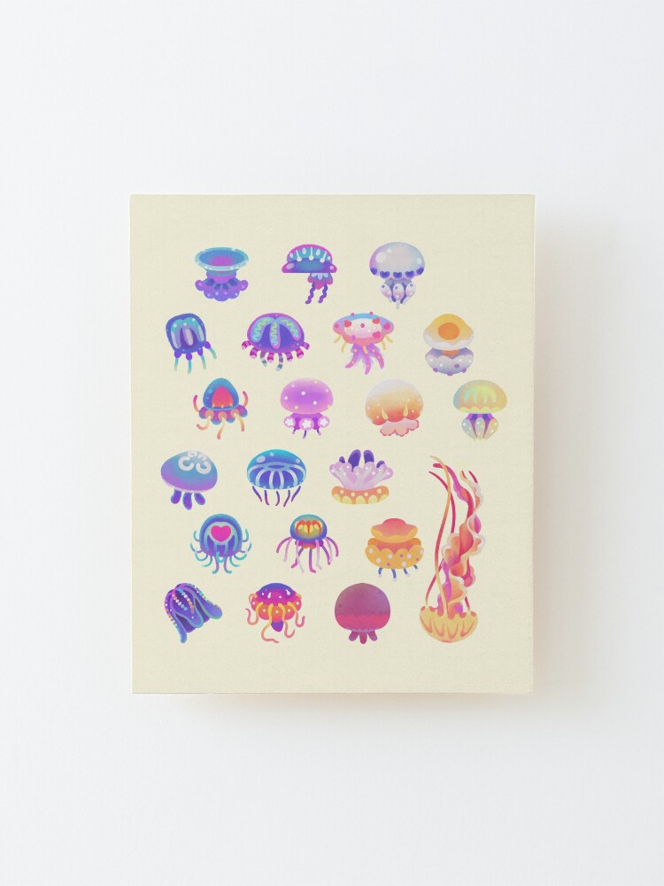 Alternate view of Jellyfish Day - pastel Mounted Print