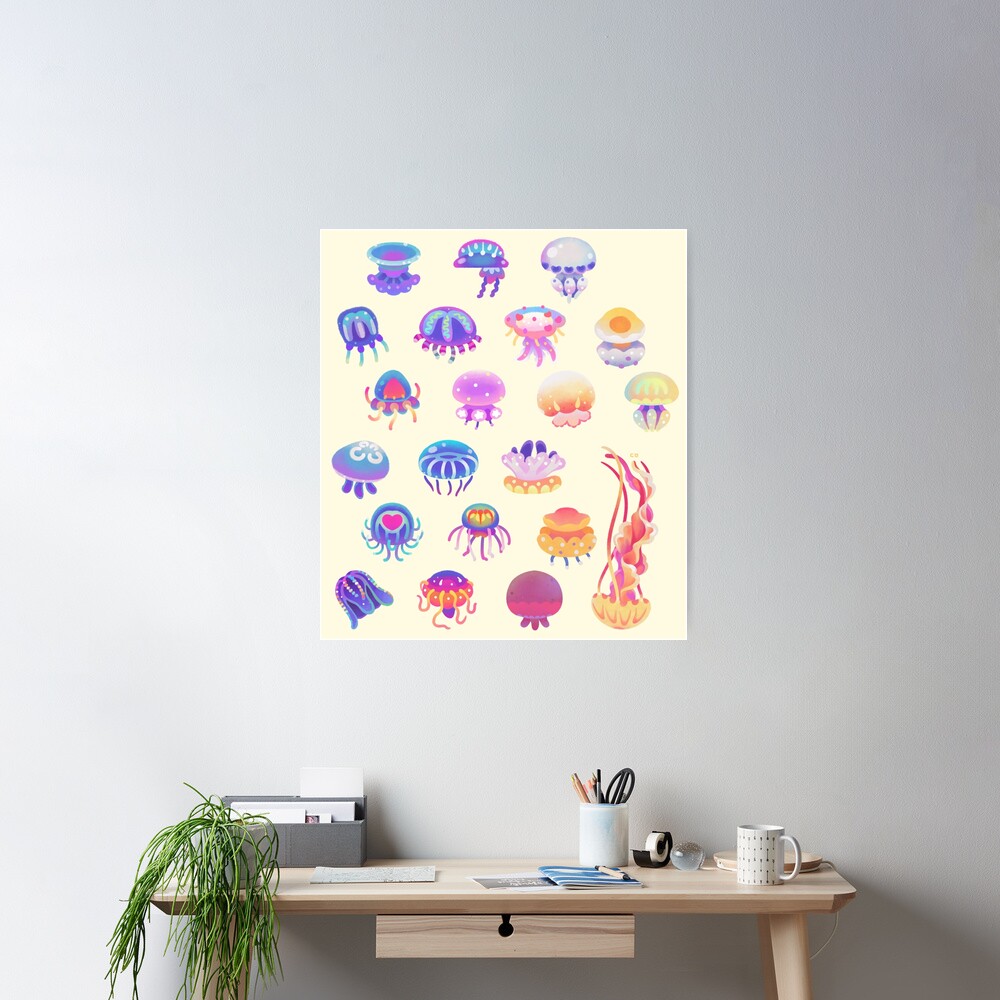 Jellyfish Day - pastel Poster