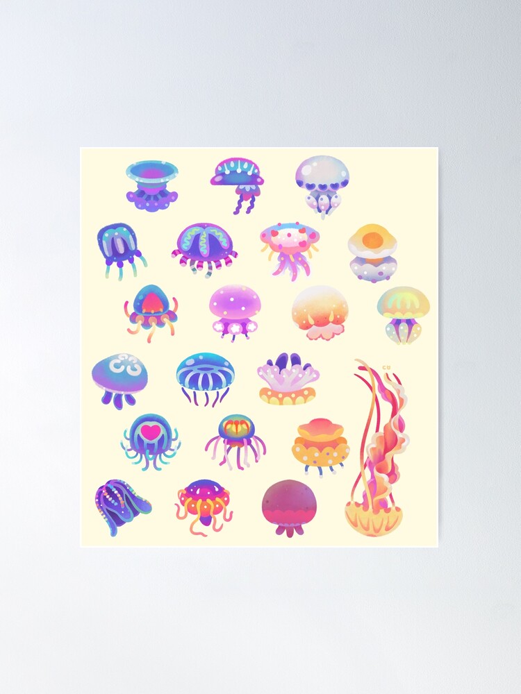 Alternate view of Jellyfish Day - pastel Poster