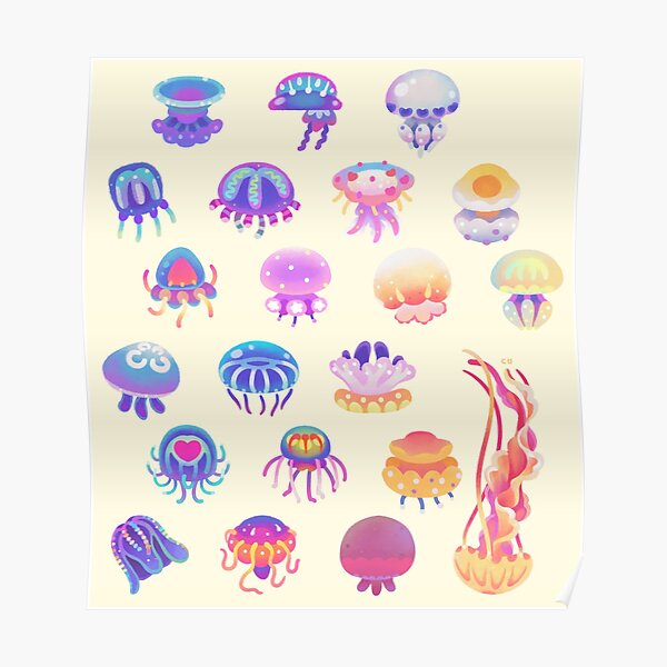 Jellyfish Day - pastel Poster