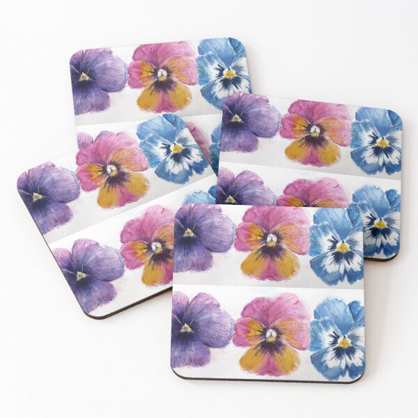 A Pretty Pansy Trio Coasters (Set of 4)