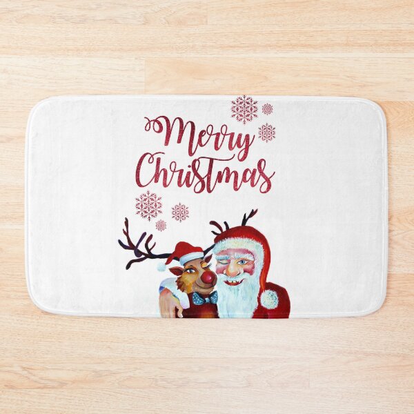 Item preview, Watercolor Painting with Rudolf the Reindeer and Santa Claus in Funny Humorist Style  designed and sold by Nisuris.