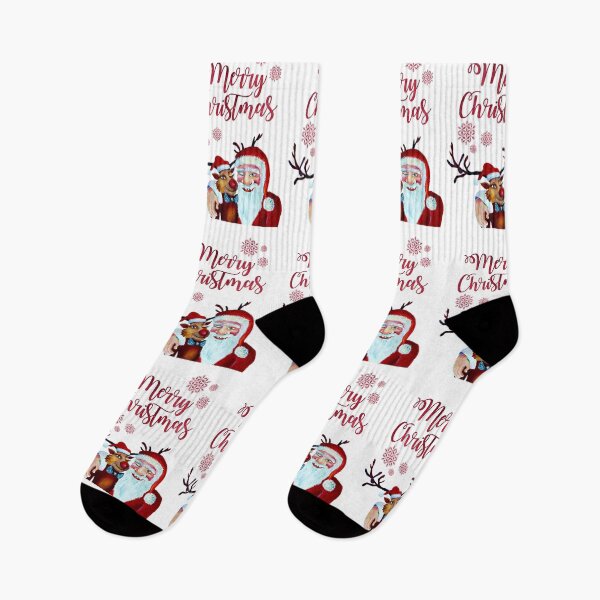 Item preview, Watercolor Painting with Rudolf the Reindeer and Santa Claus in Funny Humorist Style  designed and sold by Nisuris.