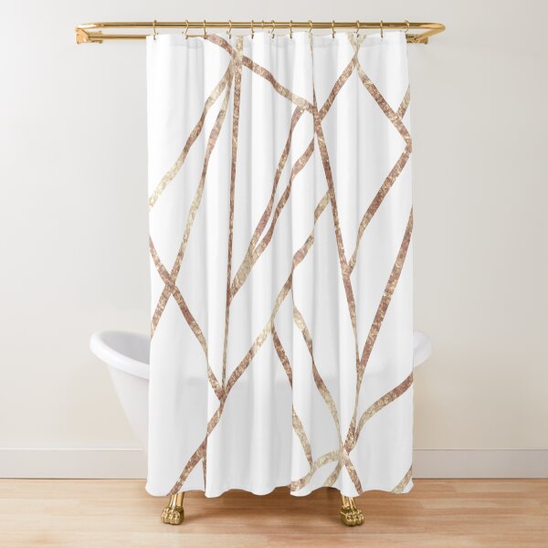 Classic White Rose Gold Geo #1 #geometric #decor #art Shower Curtain