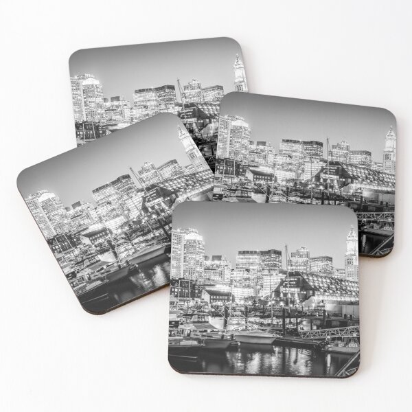 Item preview, Boston Skyline at Night in Black and White designed and sold by PaulVelgos.