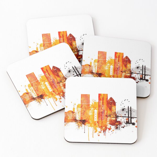 Item preview, Portland Oregon Red Yellow Skyline designed and sold by DimDom.