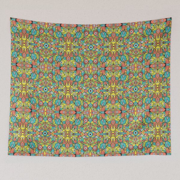 Item preview, Odd funny creatures multiplying in a symmetrical pattern design designed and sold by Zoo-co.