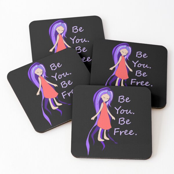 Item preview, Be You. Be Free.  Purple Hair Girl.  Black Background designed and sold by nutmegfairy.