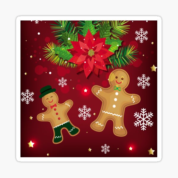Merry festive Christmas red Santa Claus Gingerbread man kitsch Acrylic Brooch 